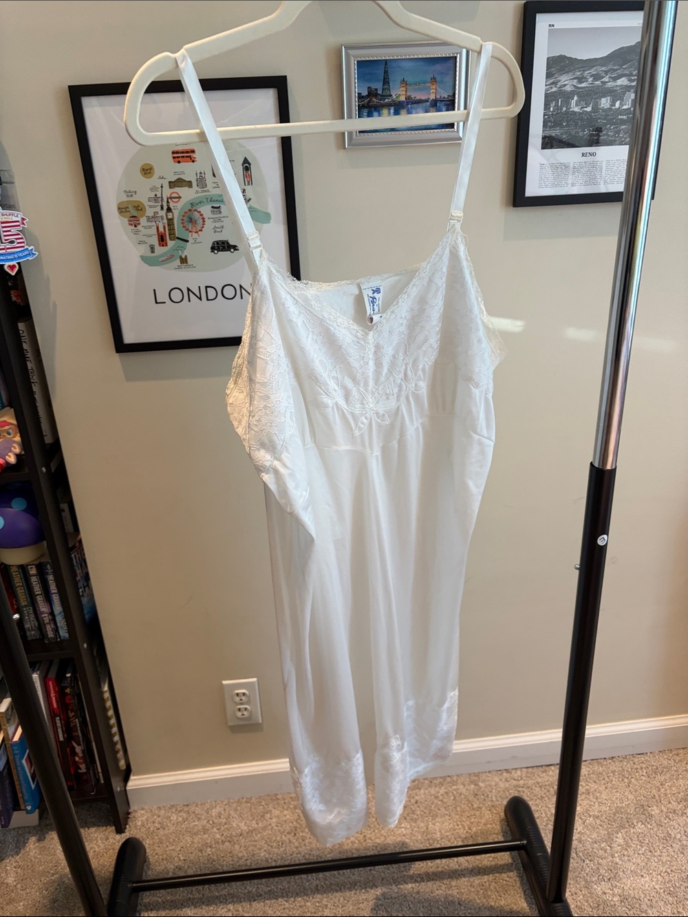Women's White Lace Trim Slip Dress